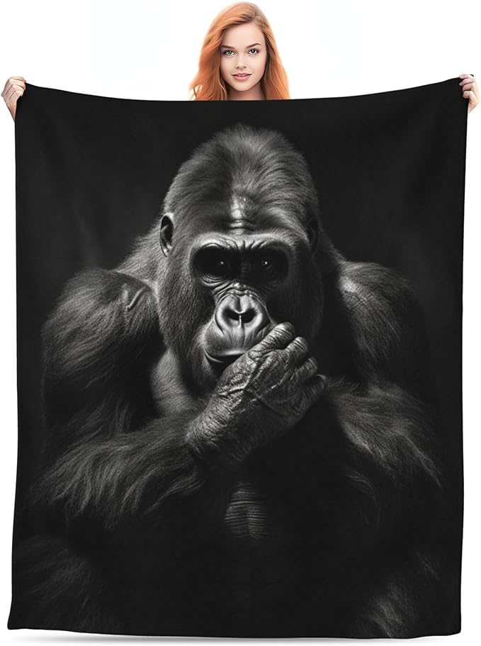 Chimpanzees Animal Soft Throw Blanket Flannel Fleece Blankets Warm Cozy Lightweight Fuzzy Blanket for Bed Sofa Couch Home Decor 60"X50"