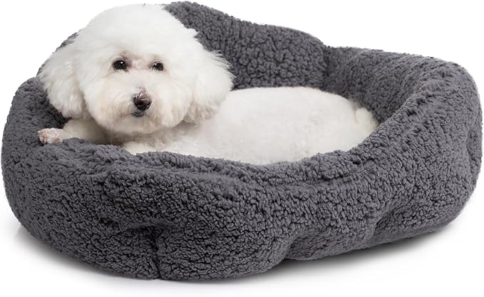 Hollypet Sherpa Fleece Dog Bed, Self-Warming Pet Bed for Small-Sized Dogs Cats Sleeping Bag Cushion, Rectangular Pet Bed, Deep Gray