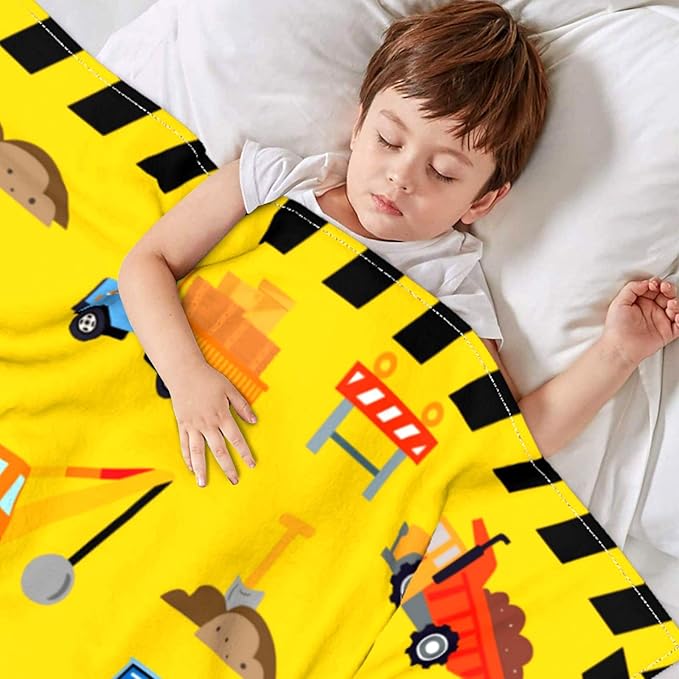 Cute Truck Construction Blanket Super Soft Flannel Throw Blankets Tractor Cars Blankets Bedding for Boys Girls Adults Gifts 60"x50"
