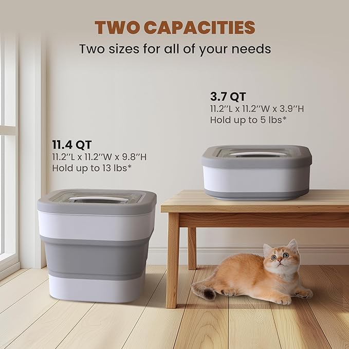 10-13 Lbs Airtight Dog Food Stroage Container,Collapsible Dog Food Containers with Airtight Lid,Large Pet Food Storage Container for Dog Cat,Rice Flour,Pet Food Scoop,Measuring Cup