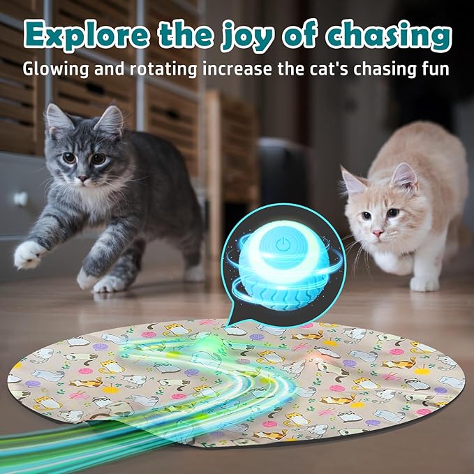 Interactive Cat Toy for Indoor Cats Kittens Toy Hide and Seek Mouse Catching Game Electronic Rolling Ball Toy Rechargeable Cats Toy (Brown Bag)