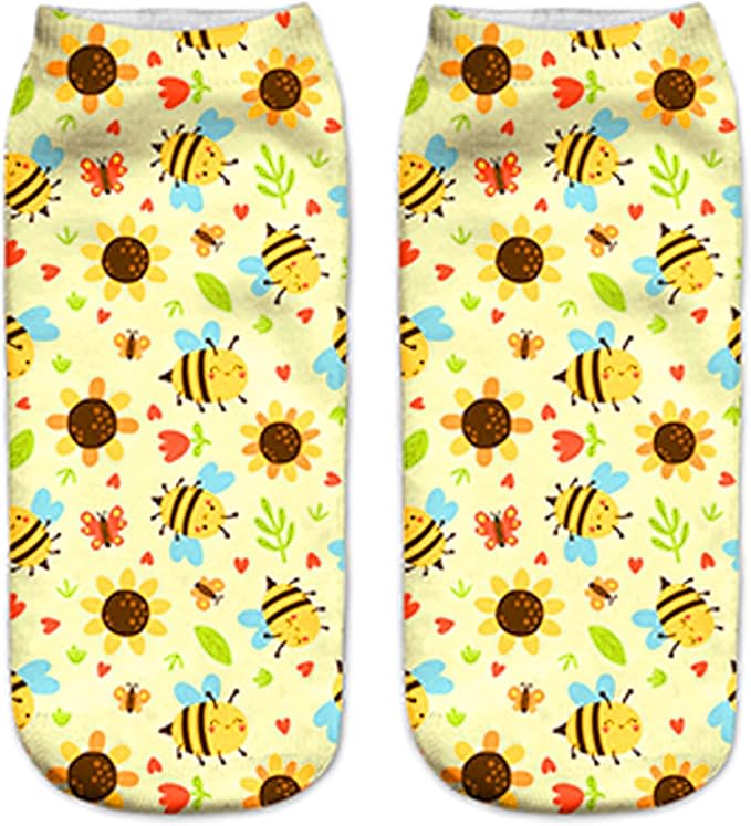 Benefeet Sox Funny Ankle Socks Cute Novelty No Show Animal Fruit Flower Cartoon Colorful Graphic Low Cut Socks for Women Girl