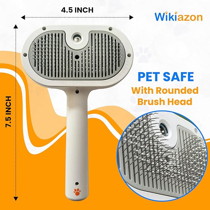 4 In 1 Cat Steam Brush, Self Cleaning, Anti Static Shedding Spray Comb, Hair Removal, Mist Indoor Steamy Grooming Brush for Dog, Water Spritz Defur with Steamer Cloud Para Gatos (White Pro)
