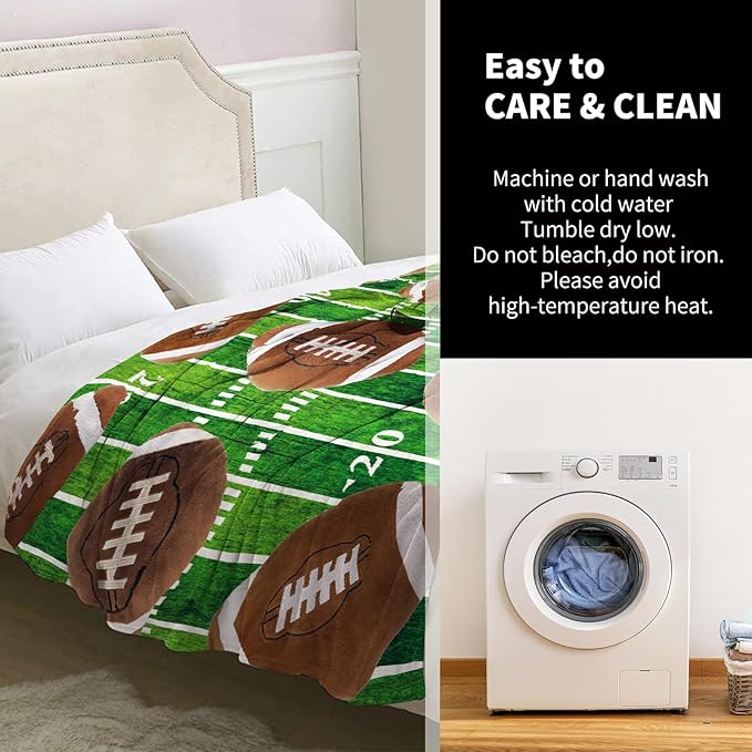 Football Blanket Gifts for Boys Dad Men Women Girls Birthday Christmas Valentine Presents Football Theme Decor Home Bedroom Living Room Sofa Couch Soft Cozy Plush Kids Adults Teen Fleece Throw 60"x50"