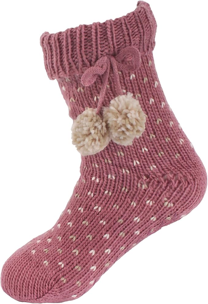 BambooMN Extra Thick Cozy Fuzzy Animal Thermal Cabin Plush Fleece-lined Knitted Crew Socks