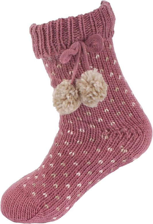 BambooMN Extra Thick Cozy Fuzzy Animal Thermal Cabin Plush Fleece-lined Knitted Crew Socks