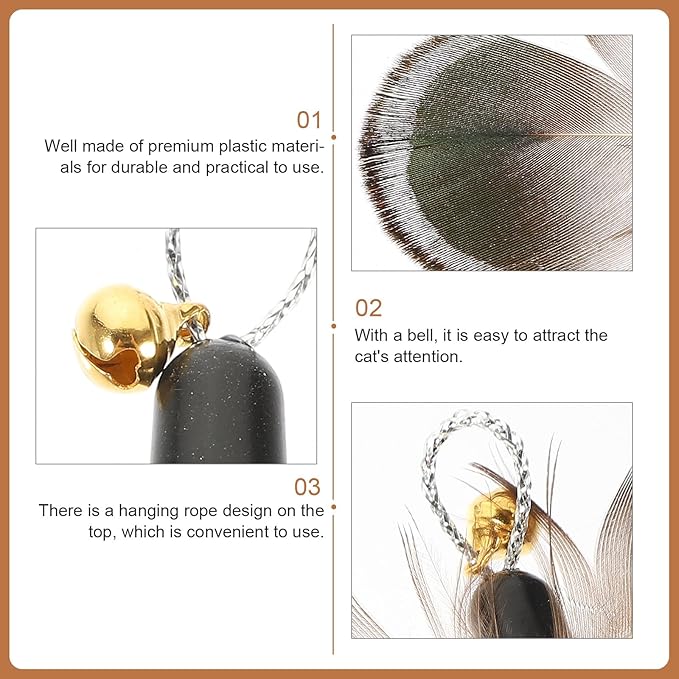 FRCOLOR 6pcs Replacement Head for Cat Teaser Toy, Cat Fishing Pole Toy Attachment Interactive Cat Toy Cat Teaser Toy Feathers Cat Toys