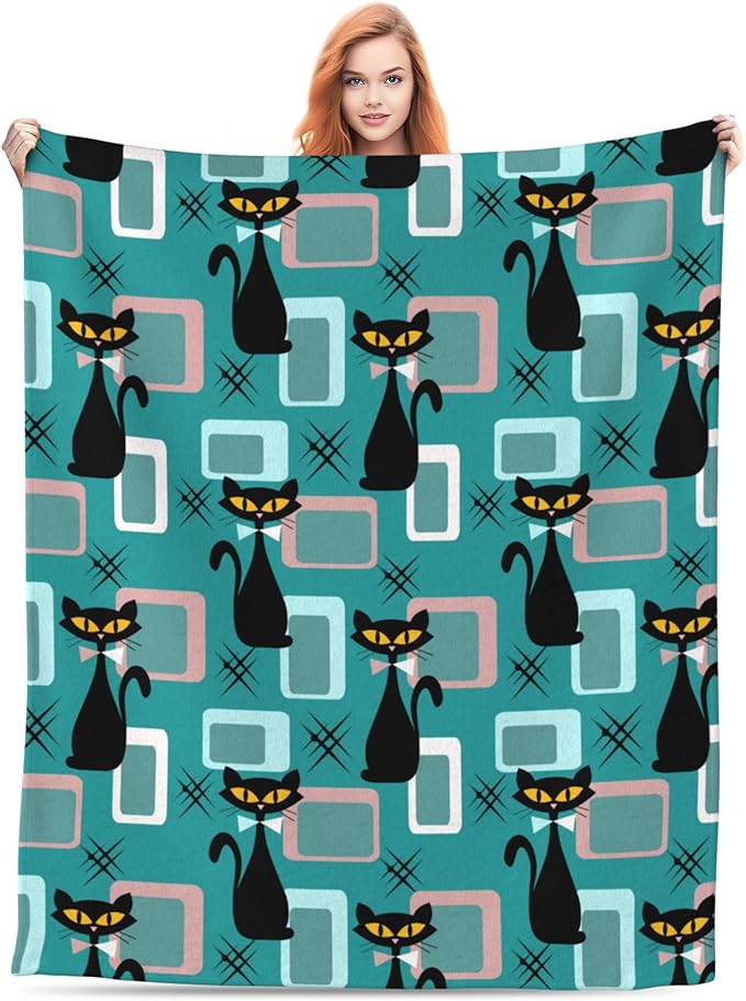 Medieval Cat Soft Throw Blanket Flannel Fleece Blankets Warm Cozy Lightweight Fuzzy Blanket for Bed Sofa Couch Home Decor 60"X50"