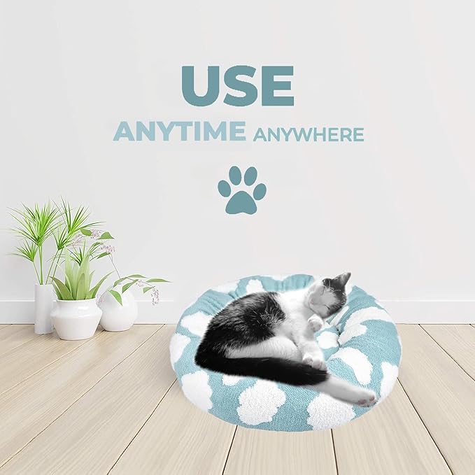 Whiskers & Friends Cat Bed, Cat Beds for Indoor Cats Washable, Small Dog Bed Calming Pet Bed, Cat Beds & Furniture, Large Cat Bed, Kitty Kitten Bed