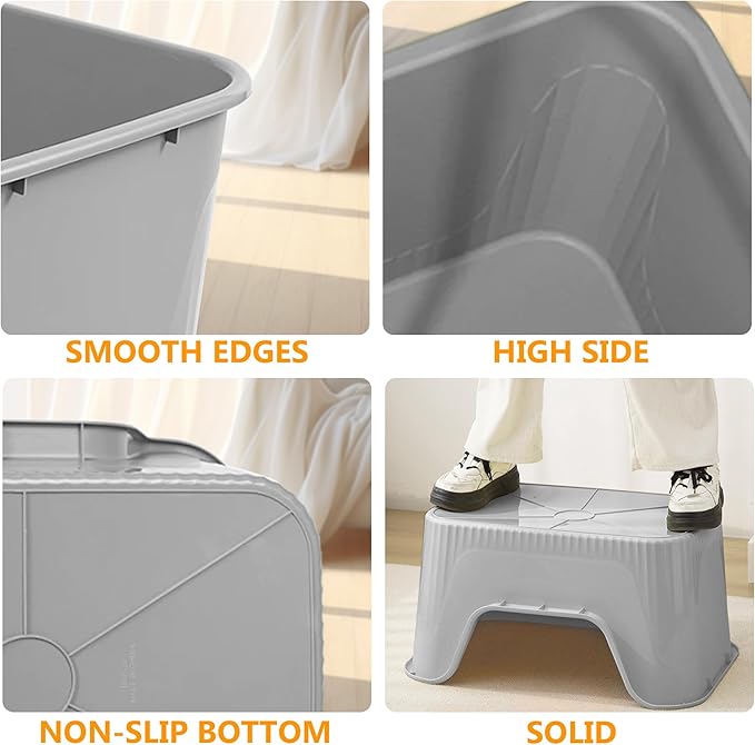 9 Pack XL Extra Large Cat Litter Box 25.2″L×17.7″W×13″H Anti-Splashing High Side Jumbo Litter Boxes for Big Multi Cats Dogs