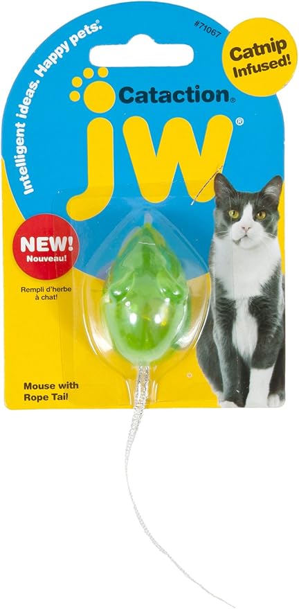 JW Petmate Cataction Mouse with Bell & Tail Toy, Multicolor