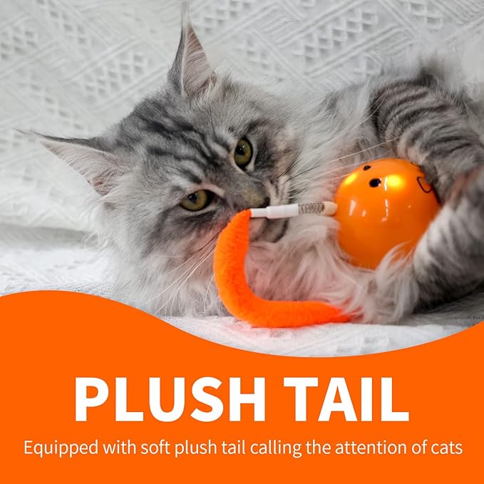 ALL FOR PAWS Interactive Cat Ball Toy (Orange)