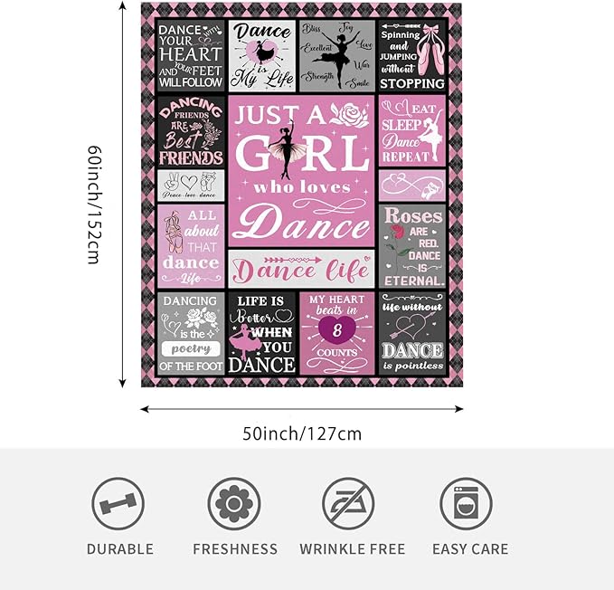 Dance Gifts for Girls Blanket, Dance Recital/Ballet/Ballerina Gift for Girl, Dancer Gifts for Girls Teens Teacher on Birthday Christmas 50"x60"