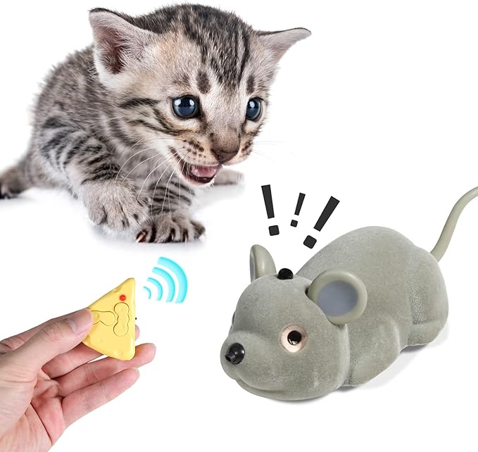 Cat Toys Mice Interactive Kitten Toys snake, Remote control and Smart Sensing Two Mode Mouse Rechargeable, Automatically Sense Obstacles and Escape, Realistic Animal Series Mice Tricky Toys (mice toy)