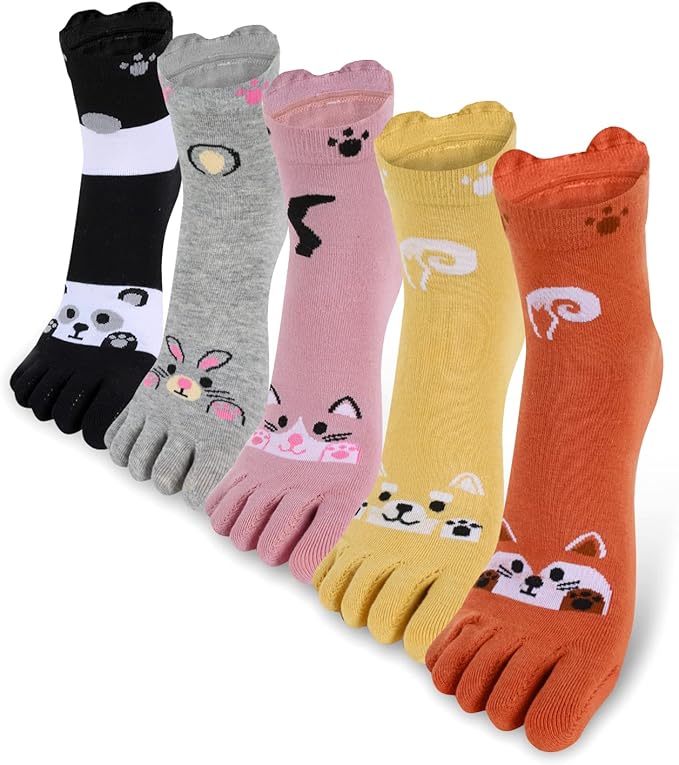 Benefeet Sox Funny Toe Socks Women Five Finger Socks Girls Cute Toe Seperated Cotton Socks Running Athletic Christmas Gifts