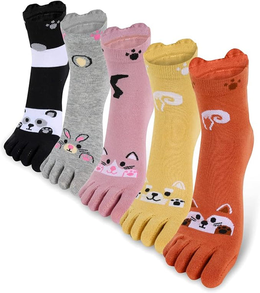 Benefeet Sox Funny Toe Socks Women Five Finger Socks Girls Cute Toe Seperated Cotton Socks Running Athletic Christmas Gifts