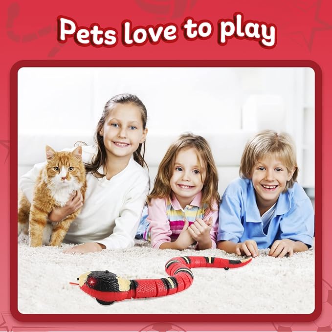 Kitten Toys,Smart Sensing Snake cat Toy,Interactive cat Toy,USB Rechargeable Electric Simulation Slithering Serpent-for Kids, Cats & Dogs,Game Play Toy