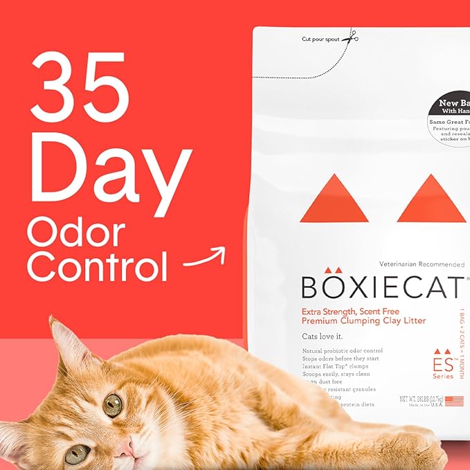 Boxie® Extra Strength 35 Day Natural Odor Control Cat Litter, 16lb Clumping Clay Kitty Litter