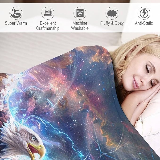 Patriot Eagle Blanket Eagle Gifts for Girls Boys Woman Kids Flying Eagle Lover Throw Blankets Soft Blanket Warm Fleece Flannel Plush Blankets for Bed Sofa Couch 60"x80"