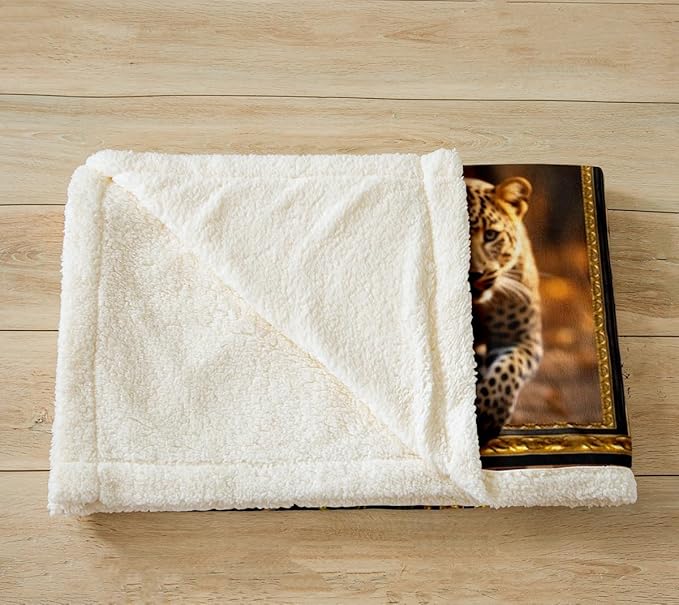 Feelyou Kids Leopard Fleece Throw Blanket Queen 90"x90" Safari Cheetah Print Plaid Sherpa Blanket for Bed Sofa Couch Wild Animal Theme Pattern Plush Blanket Women Men Fuzzy Blanket