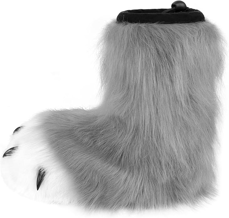 Animal Fuzzy Slippers Bear Cat Wolf Dog Fox Fursuit Feet Paw Claw Shoes Furry Boots Costume Accessories for Adult Kids