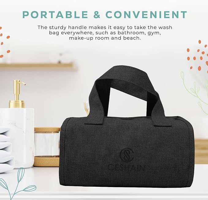 4-in-1 Hanging Toiletry bag - Roll-Up Makeup Bag - 4 Detachable PVC Zip Pouches – 600D Oxford Fabric, Versatile Travel Toiletry Organizer Bag - Makeup, Cosmetics, First Aid, Medicine Personal Care,…