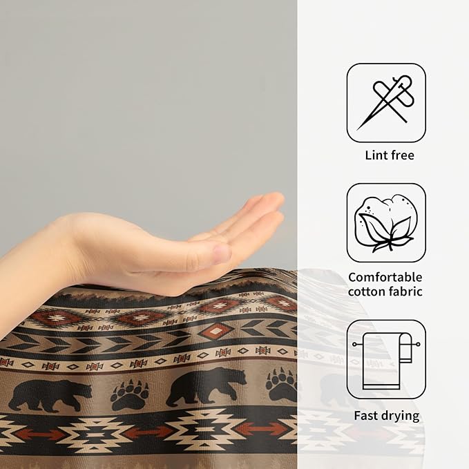 Brown Bear Forest Hand Towels Set of 2 Ethnic Tribe Soft Absorbent Decorative Fingertip Towels for Bathroom Home Kitchen Hotel Spa Gym