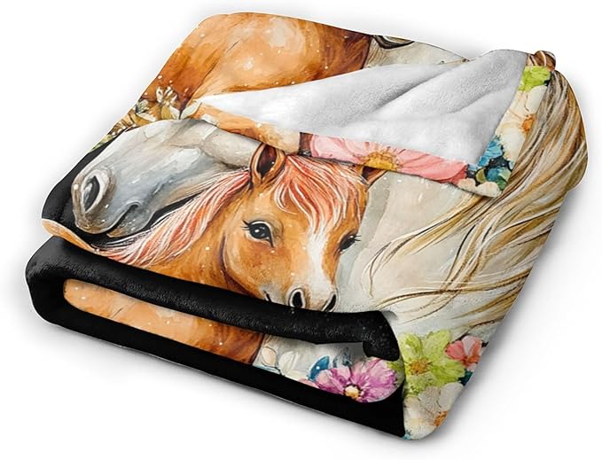 Horse Blanket Gifts - Soft Cozy Plush Throw Blanket, Super Warm Fleece Fuzzy Bedding for Kids, Girls, Boys, Women - Bed Decor Stuff 60"X80"