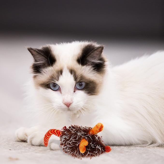 Gigwi Interactive Cat Toys for Indoor Cats, Cat Mouse Toys with Electronic Realistic Squeaky Sound, Automatic Moving Kitten Toys Electric Mice Toy Self Play Exercise(Orange Ear)