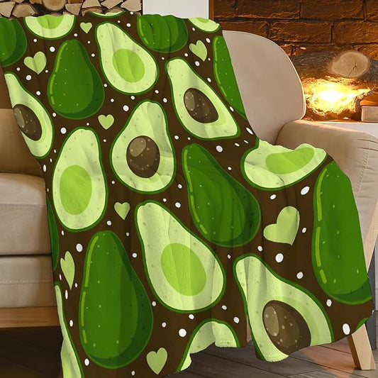 Avocado Merch Cozy Print Flannel Fleece Soft Plush Fuzzy Warm Lightweight Bedding - Avocado Gifts for Women, Men, Girls, Kids - 80"X60"