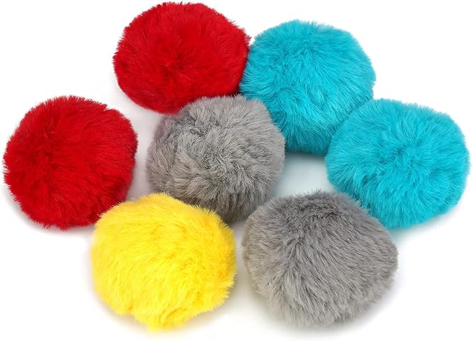 CHIWAVA 24PCS 1.8" Catnip Furry Cat Toys Ball Soft Pom Pom Balls Kitten Chasing Quiet Play Assorted Color