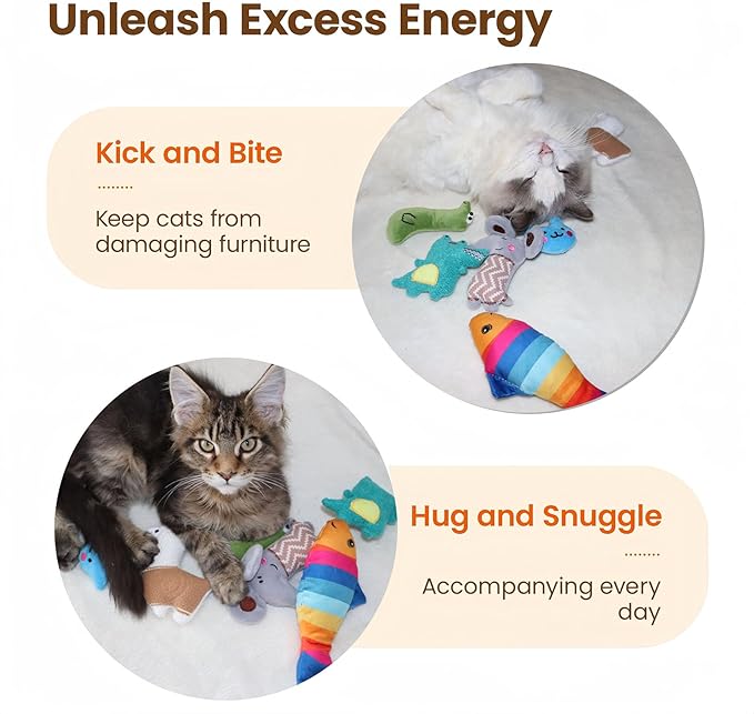 Cat Toys,Catnip Toys for Indoor Cats - 6Pcs Bite Resistant with Different Shapes Cat Chew Toys&Cat Kick Toys