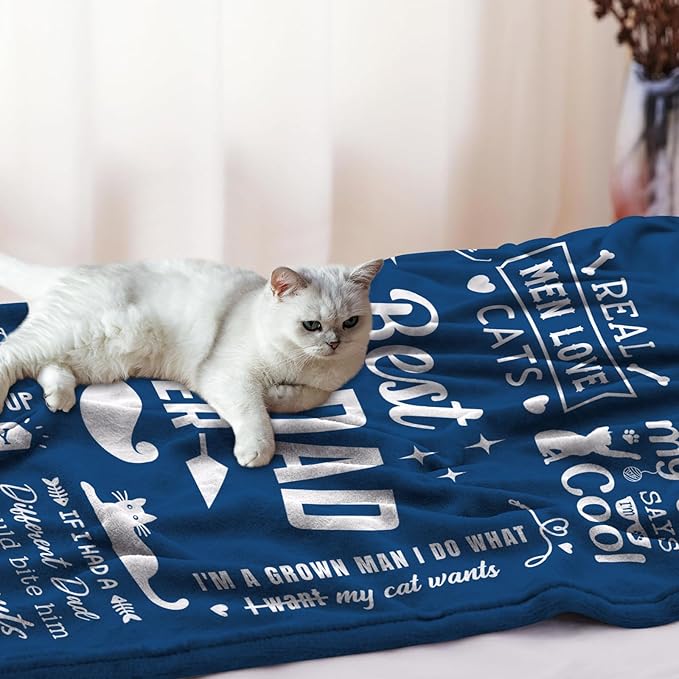 Cat Dad Throw Blanket 60" x 50", Cat Dad Gifts for Men, Cat Daddy Gifts, Birthday Gift for Cat Lover, Fathers Day Cat Lovers Gifts for Men, Best Gifts for Cat Dads
