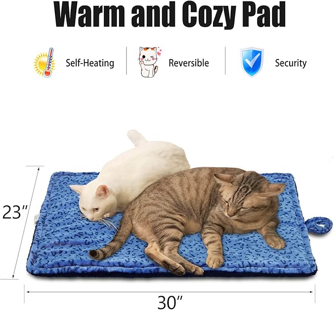 MARUNDA Pet Bed Mat, M- 27" * 20", Self Warming, Super Soft, for Small Dogs and Cats, Blue