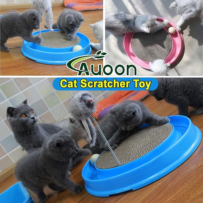 AUOON Cat Scratcher Toy, Cat Toy, Scratch pad,Scratching Toy,Post Pad Interactive Training Exercise Mouse Play Toy with Ball (Gray)