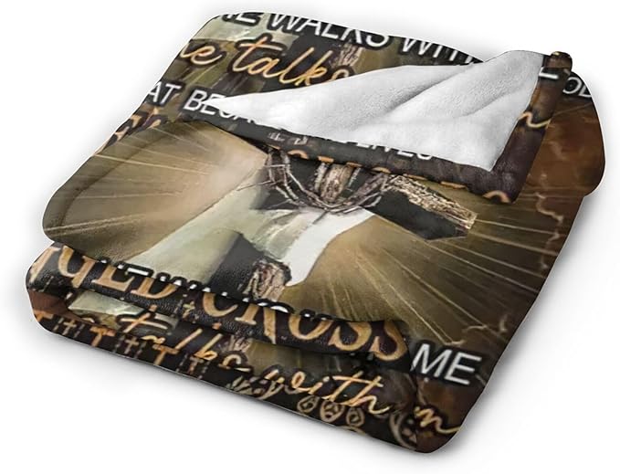 Retro Christian Cross Blanket Amazing Grace Throw Blanket Religious Decor Stuff Merch Cozy Flannel Fleece Soft Plush Fuzzy Warm Lightweight Bedding Christian Gifts for Women Men Girls Kids 50"X40"