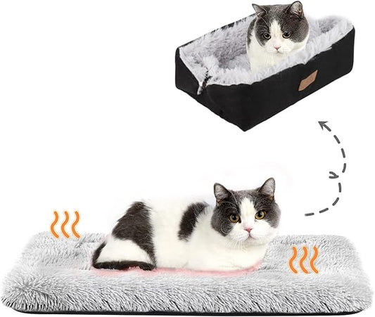 Cat Bed Small Dog Bed 24''X20'' Self Warming Cat Bed Self Heating Cat Pad Extra Warm Thermal Kitten Beds for Indoor Outdoor Kittens Small Pets (Black)