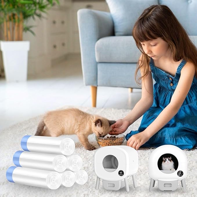 120 Count Cat Litter Box Liners for ZeaCotio and Cumrige Self Cleaning Litter Box, Extra Thick Heavy Duty Cat Litter Bags Replacement, Cat Litter Box Liners 3-4 Gallons of Capacity