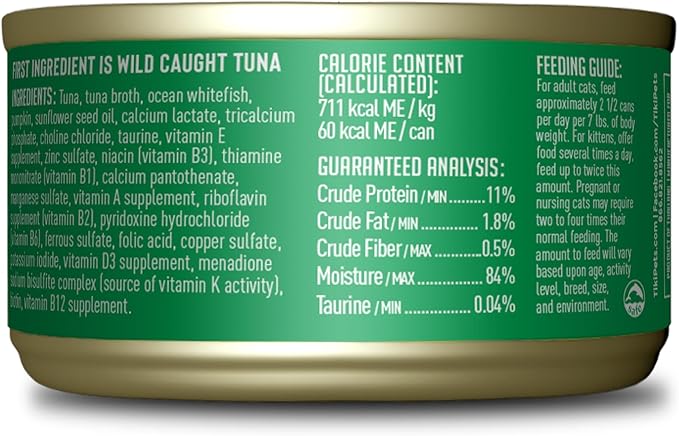 Tiki Cat Aloha Friends, Tuna, Ocean Whitefish & Pumpkin, Grain-Free & High Moisture, Wet Cat Food for All Life Stages 3 oz. Cans (Pack of 12)