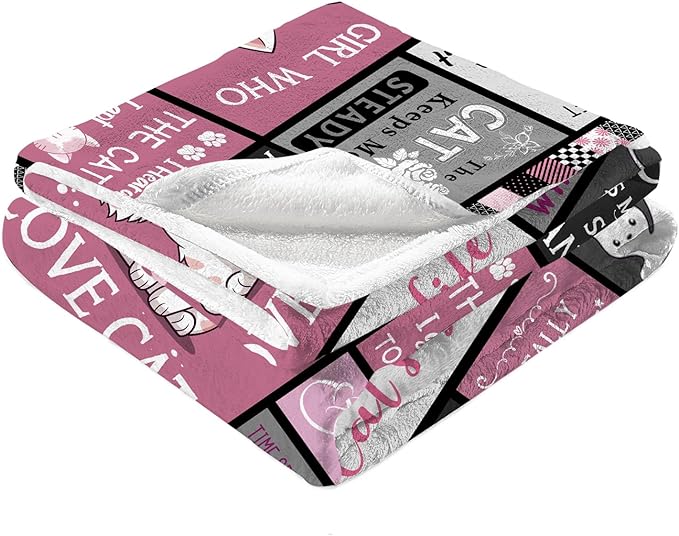 Just a Girl Who Loves Cats Blankets for Cat Lovers, Cat Lover Gifts for Women Girls, Cat Gifts for Cat Lovers, Cat Mom Gifts, Cat Themed Gifts, Cat Lady Gift Throw 60" x 50"