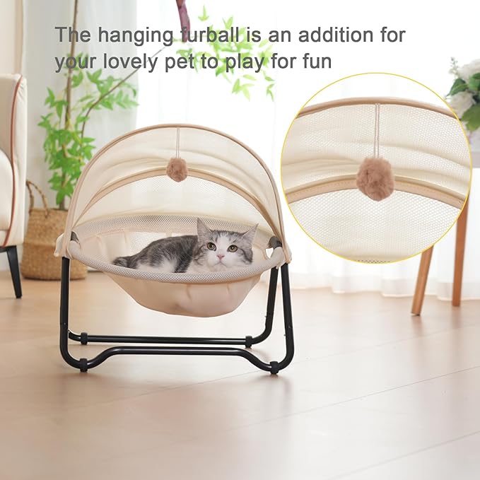 Cat Bed, Cat Hammock, Free-Standing Elevated Pet Hammock Bed, Small Dog Bed with Removable Washable Mesh, for Sleeping Pets up to 20 lb, Couch for Indoors (Yellow)