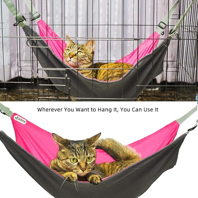 Cat Hammock,Cat Hammock for Cage,Washable Soft Outdoor Cat Mat,Waterproof Cooling Kittens Pad,Small Animals Hammock for Cats (Large, Red)