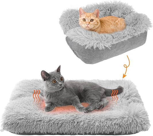 SCENEREAL Self-Warming Cat Bed Mat for Cats Small Dogs, Function 2 in 1 Soft Plush, Washable Pet Mat Autumn Winter Indoor Snooze Sleeping for Kittens Puppy Dog