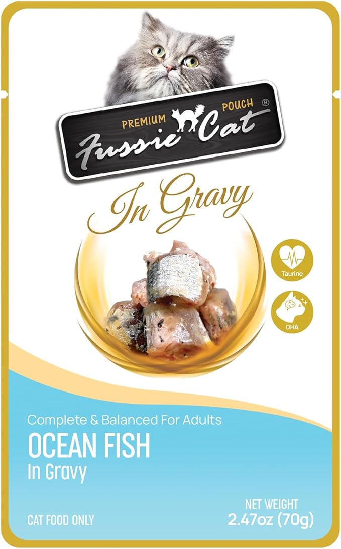Fussie cat Premium Ocean Fish in Gravy, 2.4 Oz (Pack of 12)