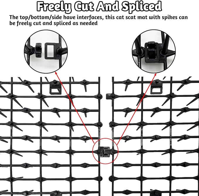 Fhiny Cat Deterrent Mat, Cat Repellent with Spike 6.6Ft Scat Mat for Kitten Coverage Prickle Digging Deterrent Training Network for Dogs Indoor Outdoor Keep Pet Out of Yard