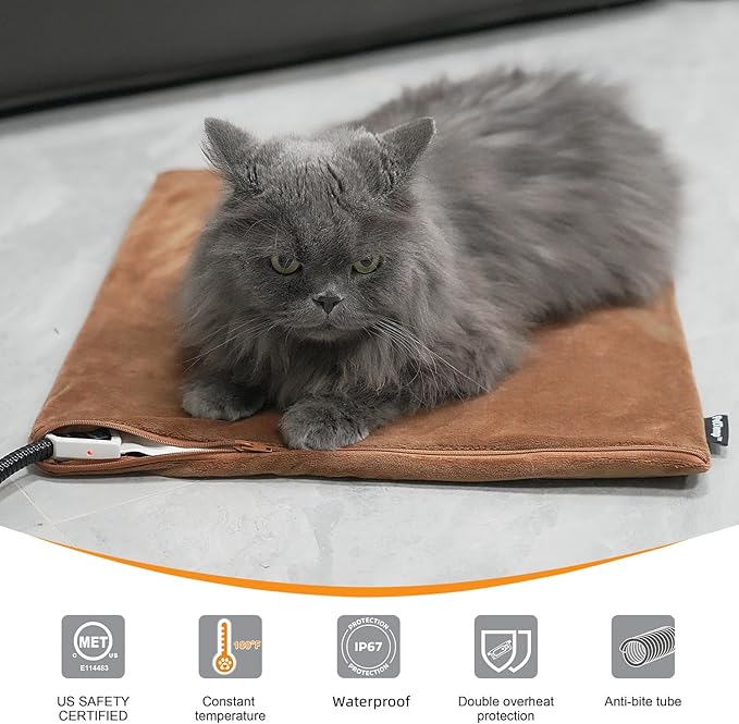 Pet Heating Pad, Electric Heated Pad for Dog Cat, Warm Mat Waterproof Dogs Cats Beds with Constant Temperature,Chew Resistant Cord, Comfortable Heater Heater Blanket Puppy and Kitten (S:16'' x 13'')