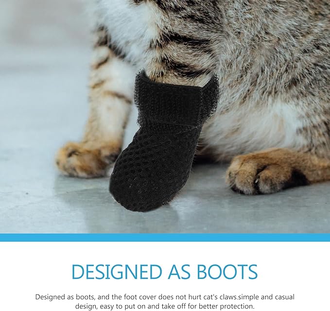 Ipetboom Cat Claw Covers-4pcs Cat Nail Caps Cat Nail Covers Caps Shoes Cats Socks Cat Booties to Prevent Scratching Cat Paw Protector Pet Grooming Booties for Bathing Shaving Checking