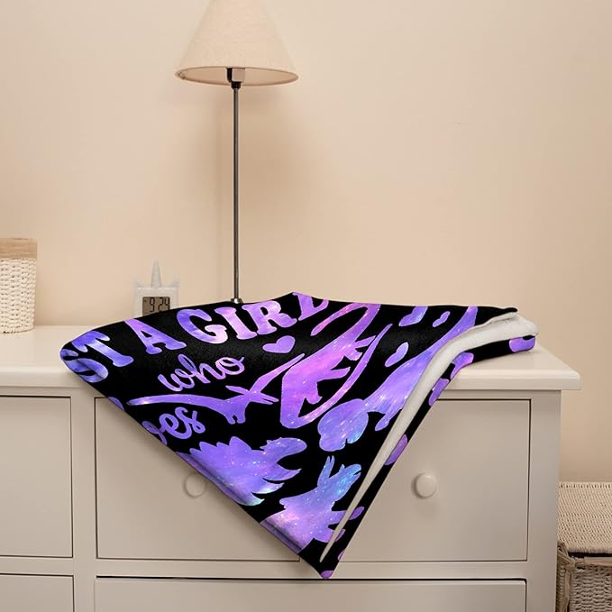 Dinosaur Blanket Gift for Women Kid Plush Just A Girl Who Loves Dinosaurs Soft Throw Dino Comfy Sheet Jurassic Animal Lovers Fans Gifts Lightweight Flannel Blankets for Couch Chair-40x50 Inches