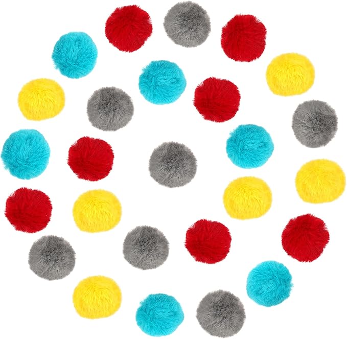CHIWAVA 24PCS 1.8" Catnip Furry Cat Toys Ball Soft Pom Pom Balls Kitten Chasing Quiet Play Assorted Color