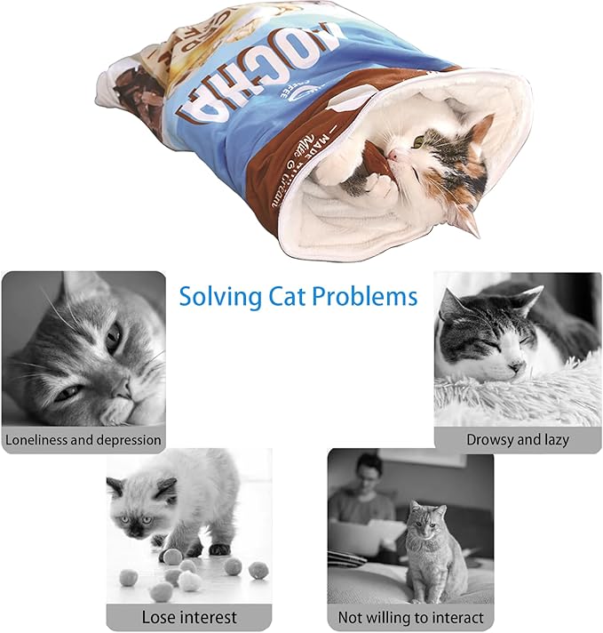 Cat Tunnel Bag, A01, Coffee, Indoor Cotton Flannel, Foldable, Portable, Durable, Cat Toy for All Life Stages